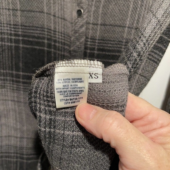 Anthropologie Bella Dahl Grey Plaid Shirt Dress Size XS - Picture 6 of 6